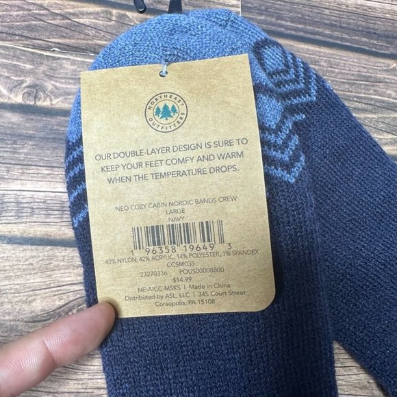 NWT Northeast Outfitters Mens Cozy Cabin Socks Crew Size Large (Navy) - Picture 8 of 9